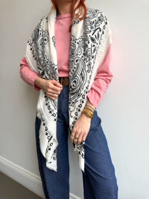 Écharpe carré bandana écru
