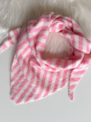 Echarpe petit triangle rayé rose