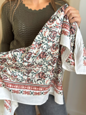 Indie grand foulard écru