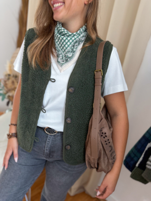 Cleo gilet bouclettes kaki