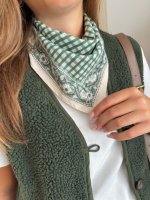Petit foulard création JEANNE vichy sauge