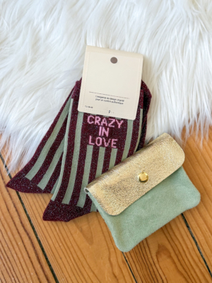 Chaussettes rayées CRAZY IN LOVE vert sauge
