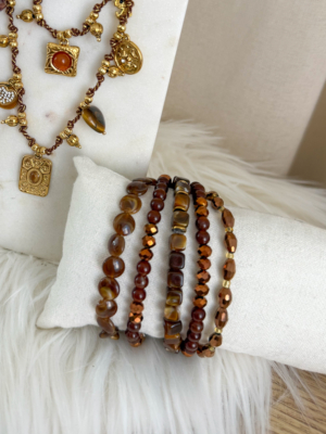 Ensemble 5 bracelets marrons