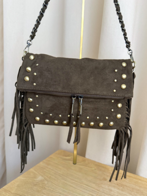 Sac à franges kaki, double bandoulières amovibles
