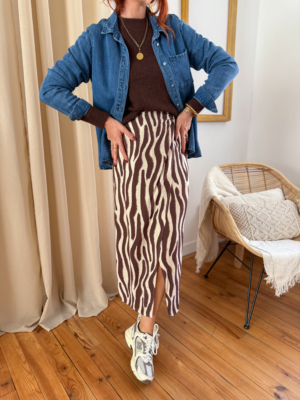 Zebra jupe choco et beige