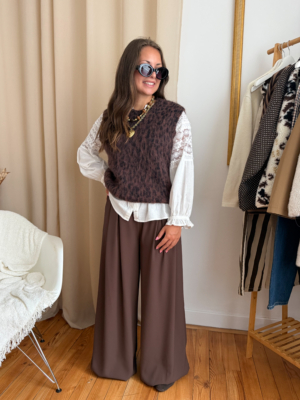 Lucas pantalon fluide choco+ ceinture