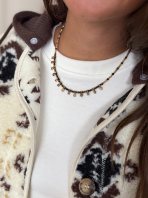 Collier court perles marron