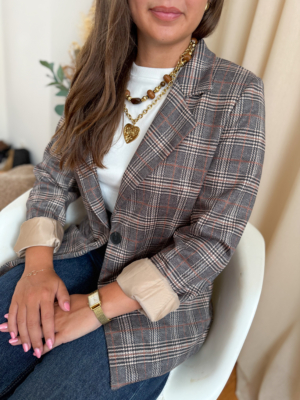 Olga blazer à carreaux taupe