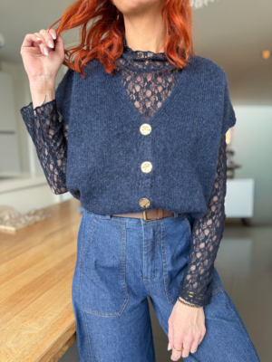 Alfy gilet + voile dentelle marine