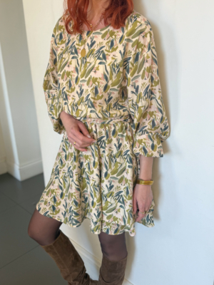 Inès robe imprimé kaki