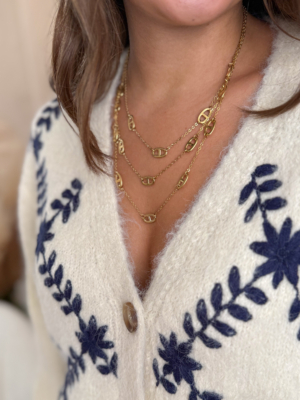 Collier triple maille géométrique