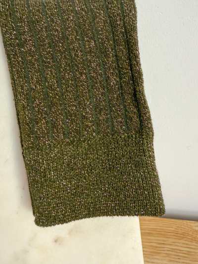 Chaussettes lurex olive – Image 2