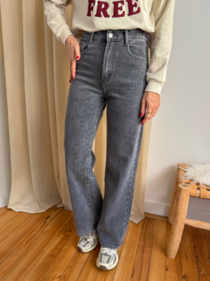 Clyde jean flare rayé gris