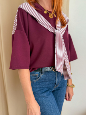 Dan tee shirt ruban bordeaux