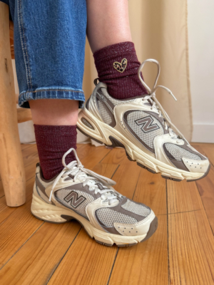 Chaussettes coeur léo bordeaux