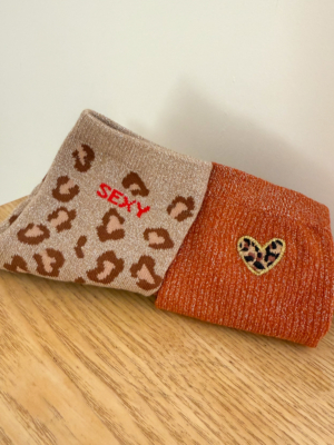 Chaussettes coeur léo rouille