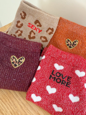 Chaussettes love more bordeaux