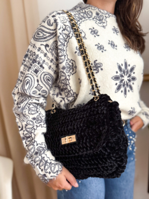Sac bandoulière velours noir