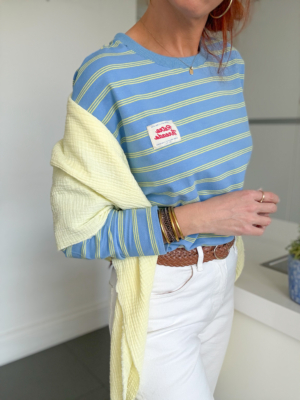 Laurent sweat rayé bleu/jaune