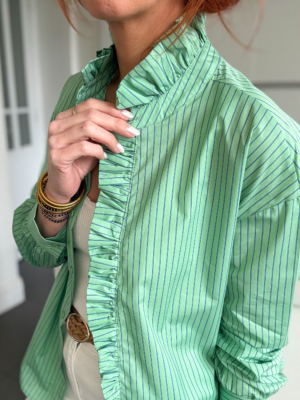 Alice chemise rayée vert et bleu