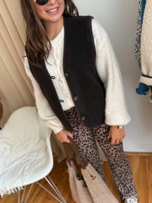 Cléo gilet bouclettes choco