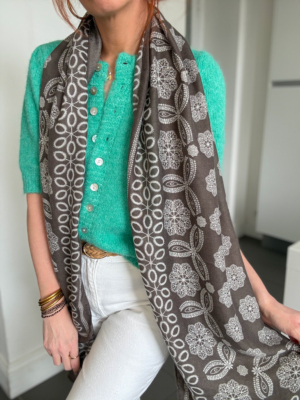 Écharpe imprimé taupe