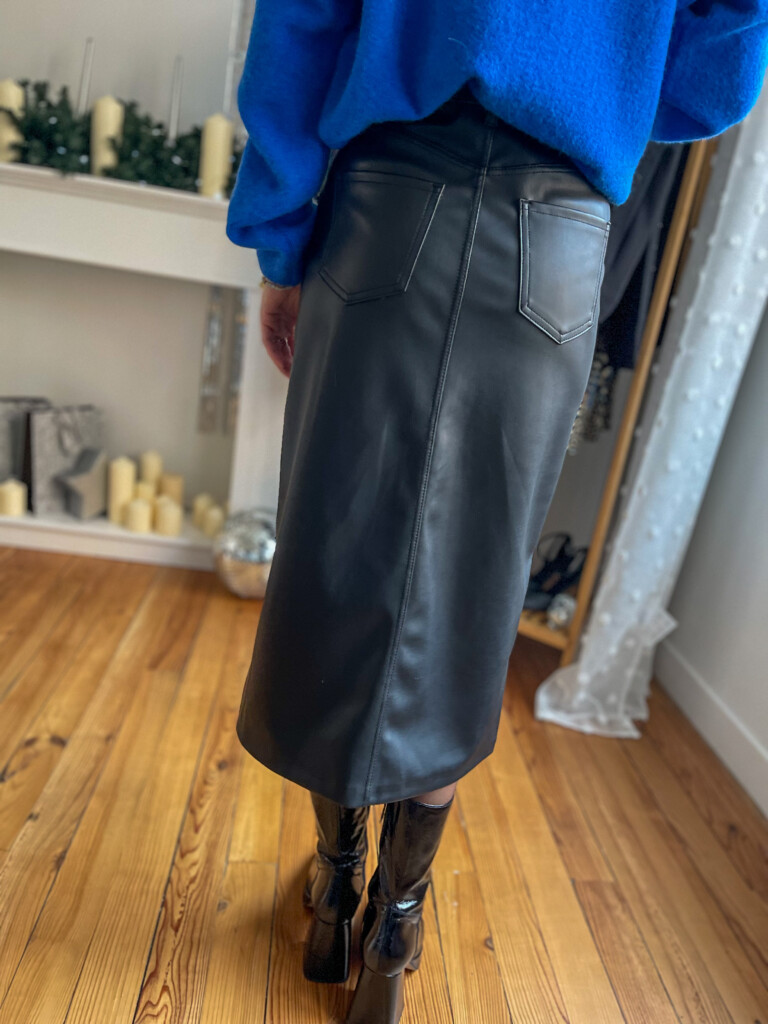 Jupe simili cuir online fendue