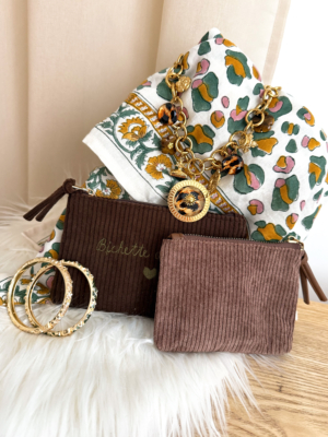 Porte monnaie velours choco