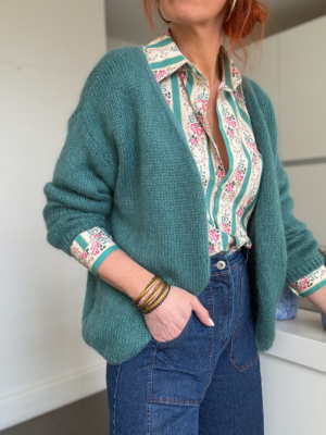 Suzy gilet mohair vert amande