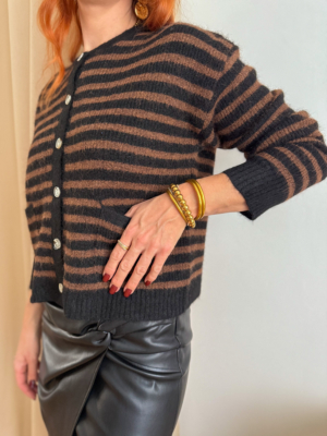 Josh pull/gilet noir et choco