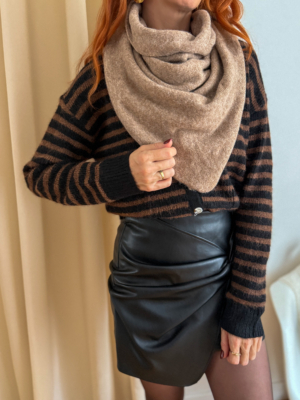 Écharpe laine triangle camel