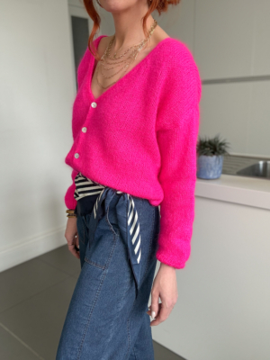 Suzy gilet mohair fuchsia