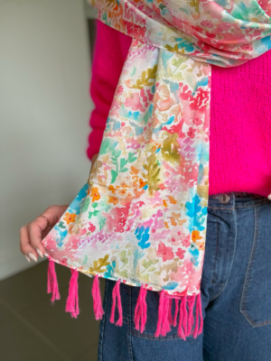 Écharpe imprimée à franges