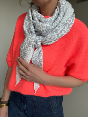 Grand triangle coton imprimé gris