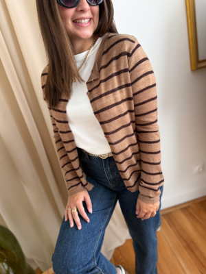 Rox gilet rayé choco