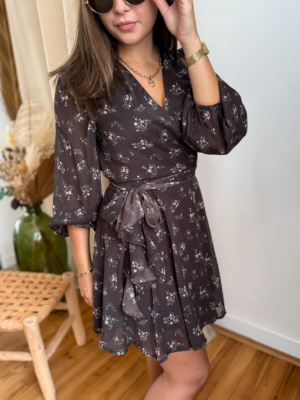 Nicole robe choco fleurie
