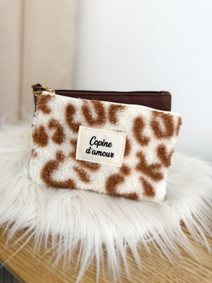 Pochette COPINE D'AMOUR en bouclettes léopard