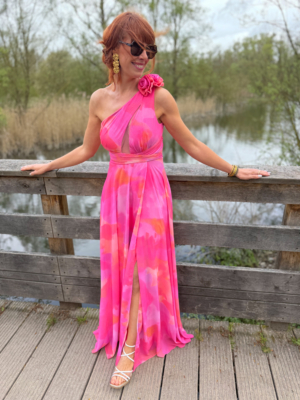 Clara robe longue rose