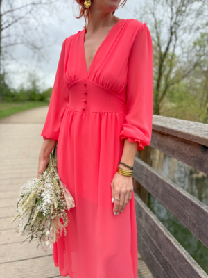 Amandine robe longue corail
