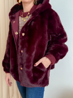 Maelle fausse fourrure bordeaux