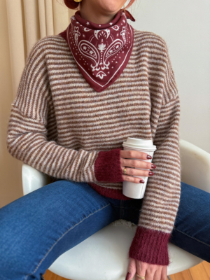 Theo pull taupe et bordeaux