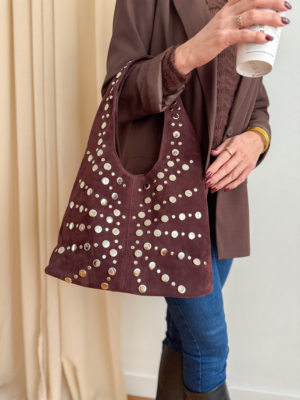 Sac clouté daim choco