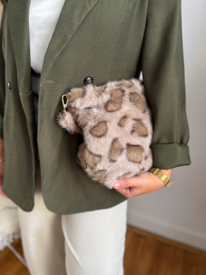 Petit sac réversible taupe/léo