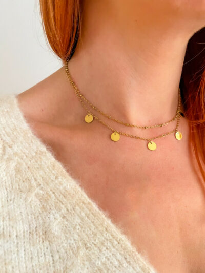 Pastilles collier acier double