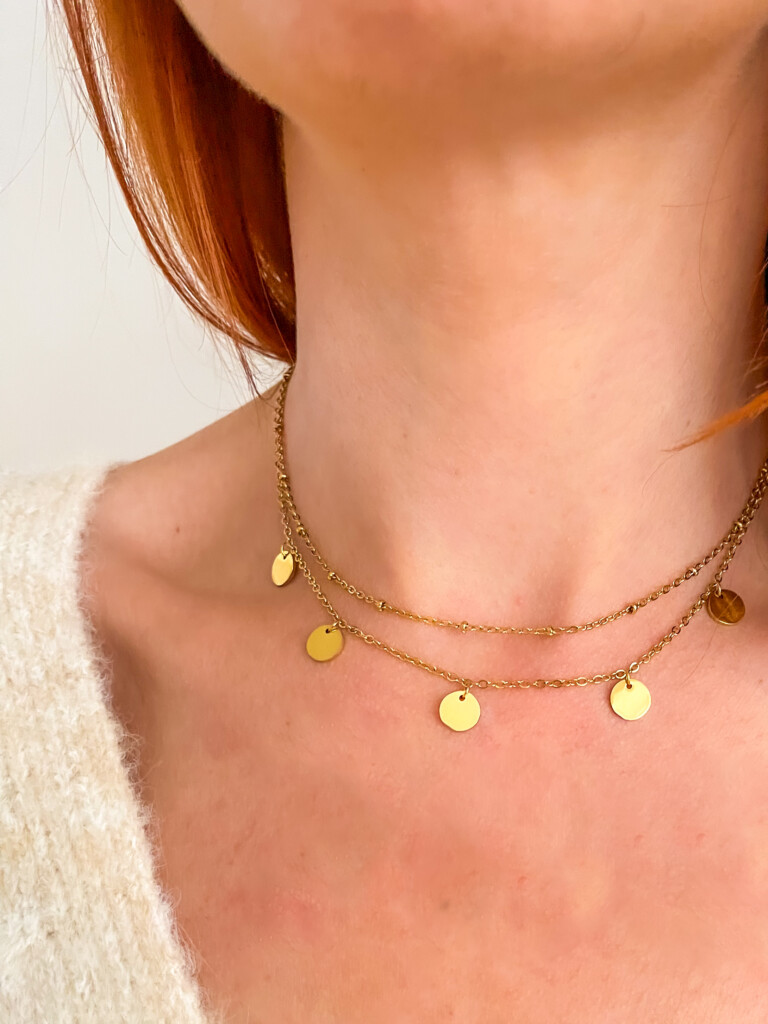 Pastilles collier acier double