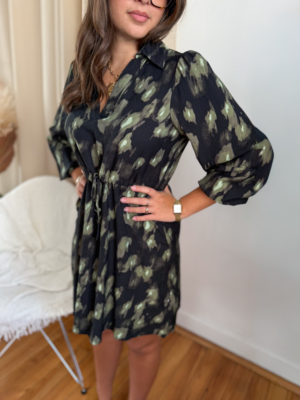 Lalini robe courte noire et kaki
