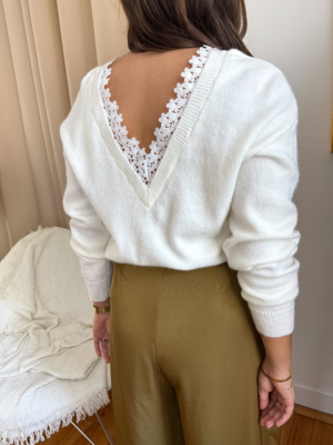Léo pull V dentelle