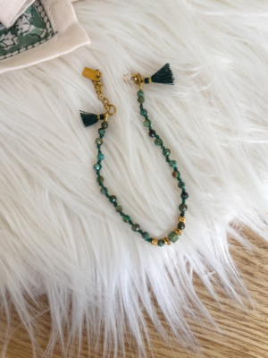 Bracelet fin en perles vertes