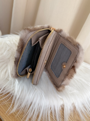 Porte monnaie sangle taupe