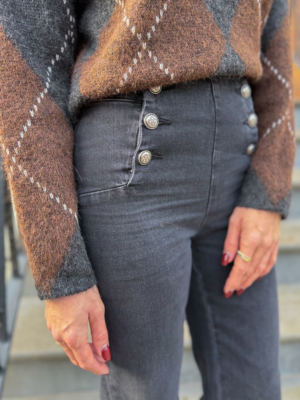 Nestor jean flare gris à boutons